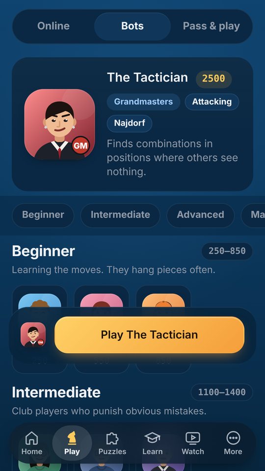 Kingside bots screen